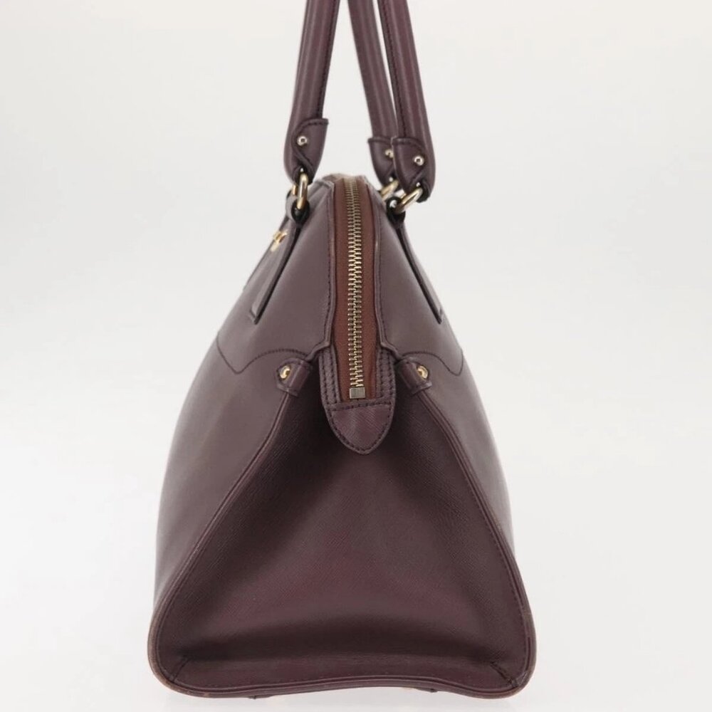 Salvatore Ferragamo Gancini Hand Bag Leather Purple Gold Auth 146846 - Picture 4 of 16